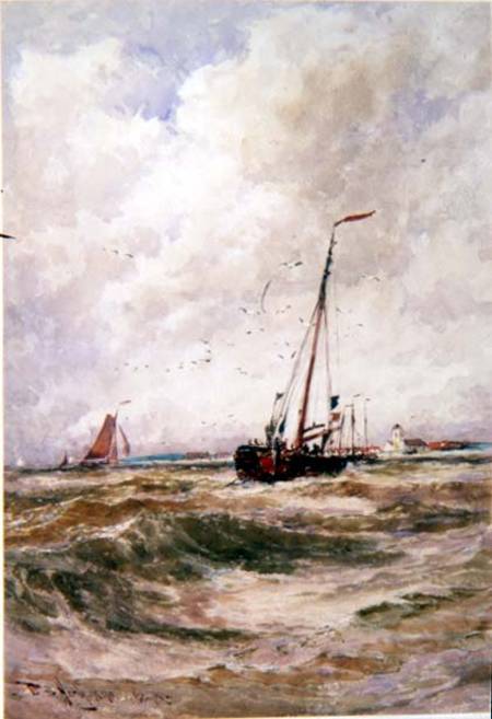 Fishing Boats Off Katwick od Thomas Bush Hardy