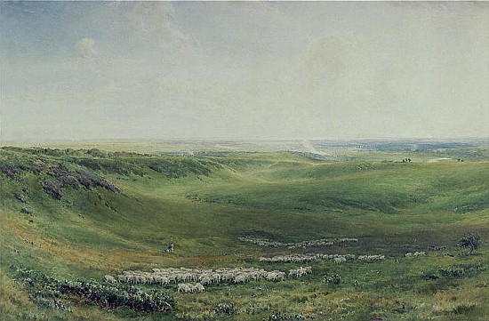 Wide Pastures, Sussex (watercolour) od Thomas Collier