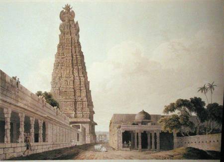 Hindoo Temple at Madura, plate XVI from 'Oriental Scenery' od Thomas Daniell