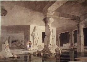Part of the Temple of the Elephanta, plate VIII from 'Oriental Scenery'