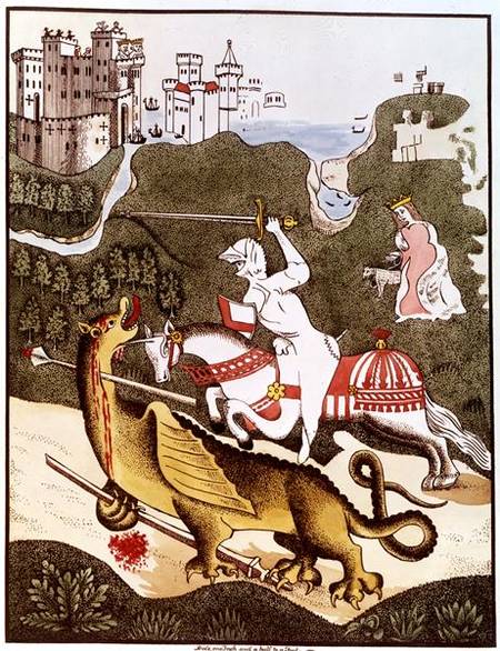 St. George and the Dragon, after an original painting in the Chapel of the Trinity at Stratford Upon od Thomas Fisher Hoxton