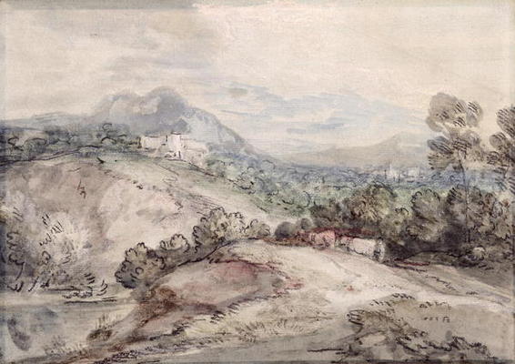 A Hilly Landscape, 1785 (pen, ink and gouache on paper) od Thomas Gainsborough
