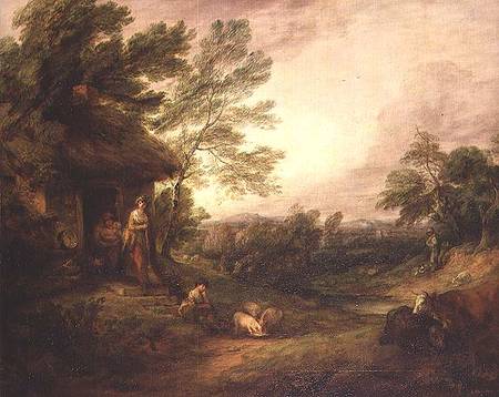 Cottage Door with Girl and Pigs od Thomas Gainsborough