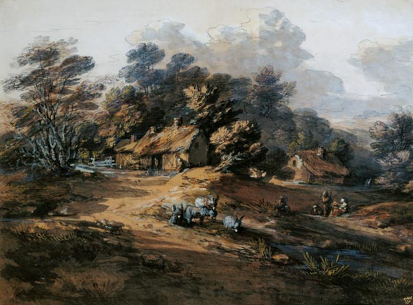 Peasants and Donkeys near Cottages at the Edge of a Wood od Thomas Gainsborough
