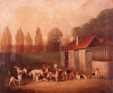 Foxhounds in a Kennelyard od Thomas Henwood