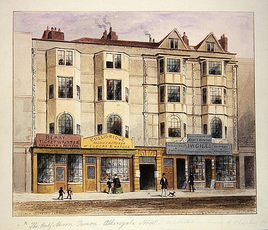 An old House called the Half Moon Tavern, on the West side of Aldersgate Street od Thomas Hosmer Shepherd