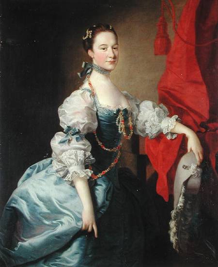 Portrait of a Lady in a Blue Gown od Thomas Hudson
