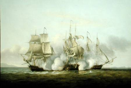 HMS Gore in Action With the French Brigs 'Palinure' and 'Pilade' od Thomas Luny