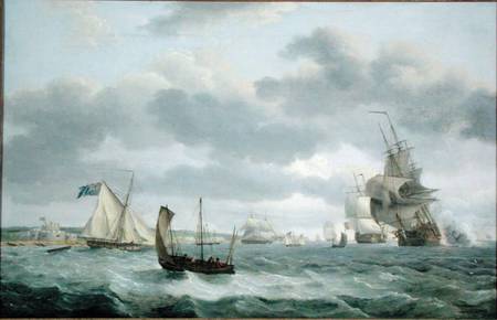 Men-of-War and other Ships in a Breeze off Dover od Thomas Luny