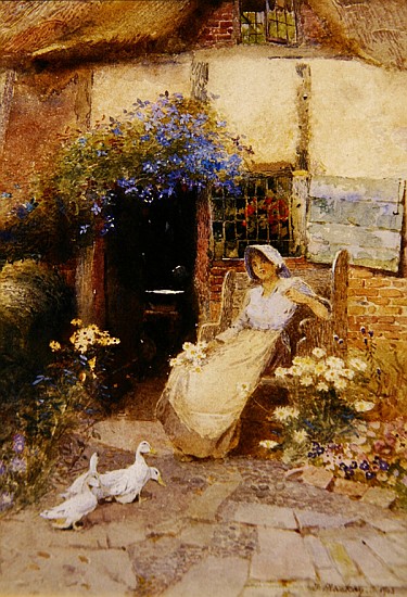 At the Cottage Door od Thomas Mackay