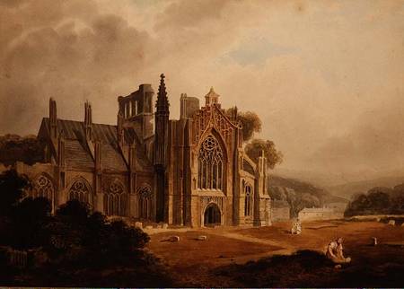 Melrose Abbey, Roxburghshire od Thomas Miles Richardson d.Ä.