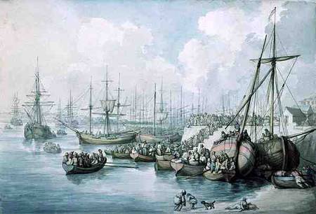The Disembarkation of the Royalists of Toulon at Southampton in 1794 od Thomas Rowlandson