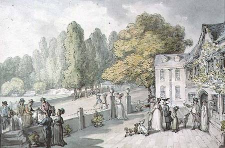 A House with Figures, Formerly Known as 'The Green, Richmond' od Thomas Rowlandson