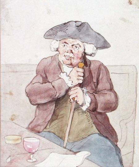 A Man Seated in a Tavern (pen, brown od Thomas Rowlandson