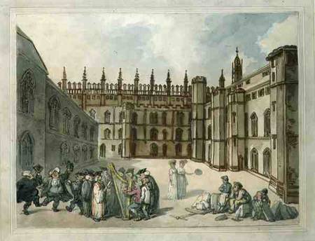 Quadrangle of King's College, Cambridge  & w/c on od Thomas Rowlandson