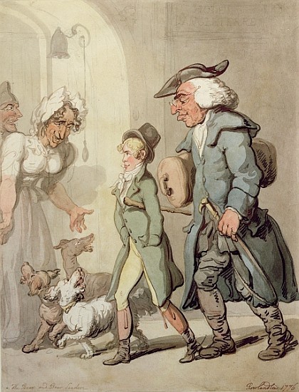The Bear and Bear Leader - passing the Hotel d''Angleterre od Thomas Rowlandson