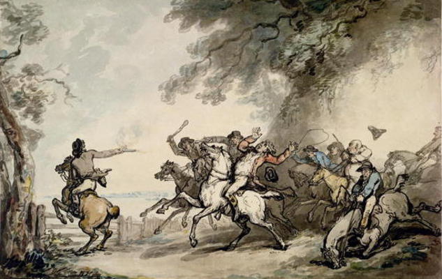 The Chase of the Highwayman, c.1790 (pen, ink, w/c and pencil on paper) od Thomas Rowlandson