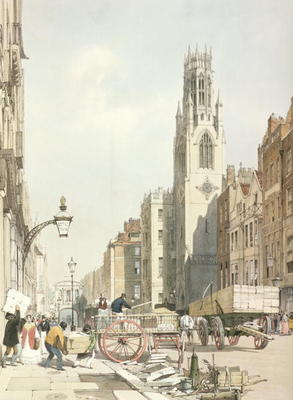 St. Dunstan's, Fleet Street, from 'London As It Is', engraved and pub. by the artist, 1842 (colour l od Thomas Shotter Boys
