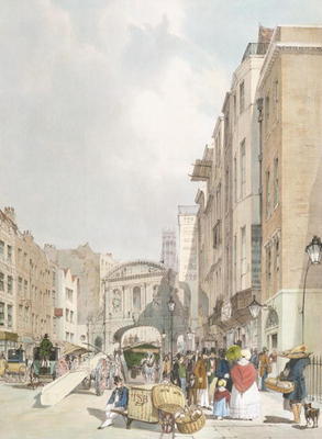 Temple Bar, from the Strand, from 'London As It Is', engraved and pub. by the artist, 1842 (colour l od Thomas Shotter Boys