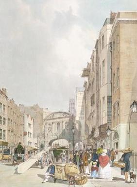 Temple Bar, from the Strand, from 'London As It Is', engraved and pub. by the artist, 1842 (colour l