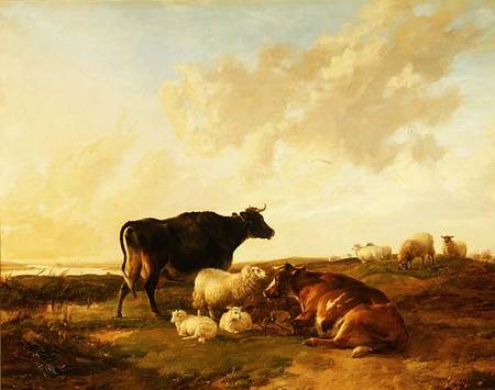 Landscape with Cows and Sheep od Thomas Sidney Cooper