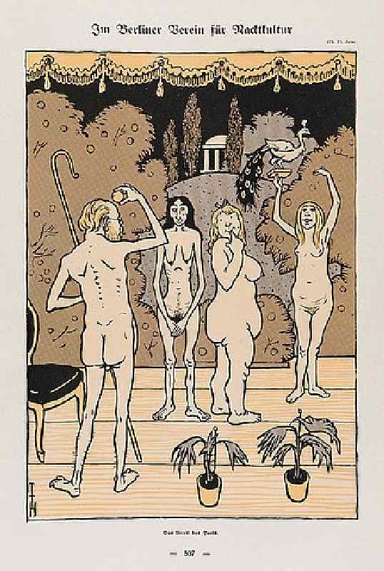 In the Berlin Association for Nude Culture, The Judgment of Paris. From: Simplicissimus, No. 31 od Thomas Theodor Heine