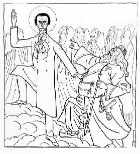 Caricature of Rudolf Steiner, illustration from Simplicissimus, published April 20 1925 (litho)