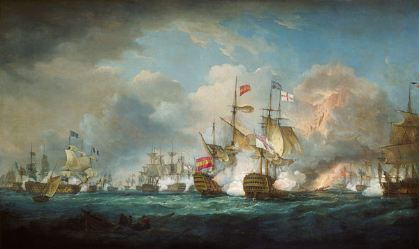 The naval battle of Trafalgar on October 21st, 1805. od Thomas Whitcombe