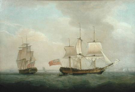 A Merchantman in Two Positions off the South Coast od Thomas Whitcombe