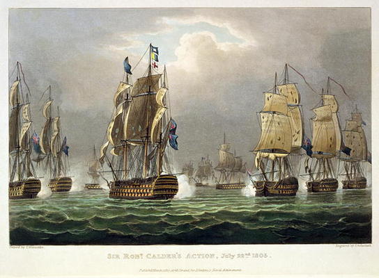 Sir Robert Calder's Action, July 22nd 1805, engraved by Thomas Sutherland for J. Jenkins's 'Naval Ac od Thomas Whitcombe