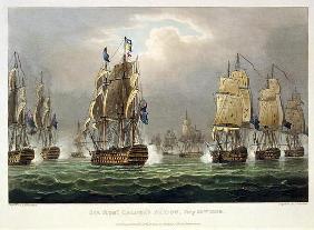 Sir Robert Calder's Action, July 22nd 1805, engraved by Thomas Sutherland for J. Jenkins's 'Naval Ac