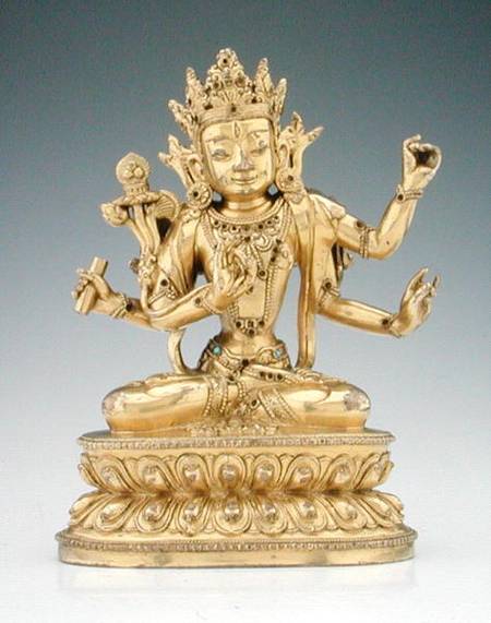 Statuette of a goddess (gilt copper alloy & gems) od Tibetan Art