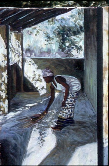 Girl Sweeping I, 2002 (oil on canvas) (see also 188680-681)  od Tilly  Willis