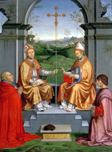 St. Thomas a Becket and St. Martin of Tours with Archbishop Giovanni Pietro Arrivabene and Guidobald od Timoteo Viti