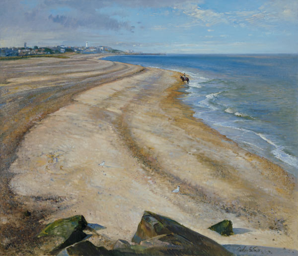 Beach Curve Towards Southwold (oil on canvas)  od Timothy  Easton