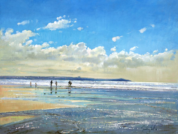 Paddling at the Edge (oil on canvas)  od Timothy  Easton