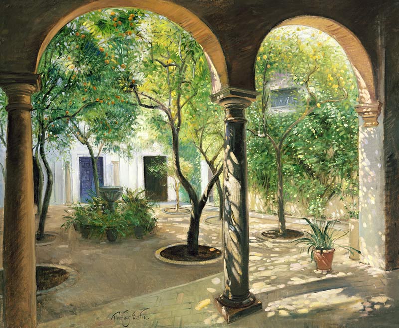 Shaded Courtyard, Vianna Palace, Cordoba (oil on canvas)  od Timothy  Easton