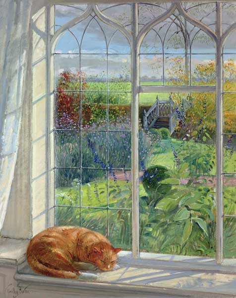 Sleeping Cat and Chinese Bridge (oil on canvas)  od Timothy  Easton