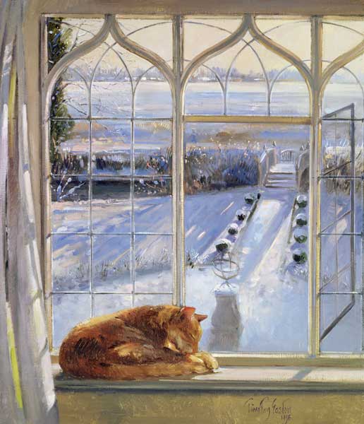 Sundial and Cat (oil on canvas)  od Timothy  Easton