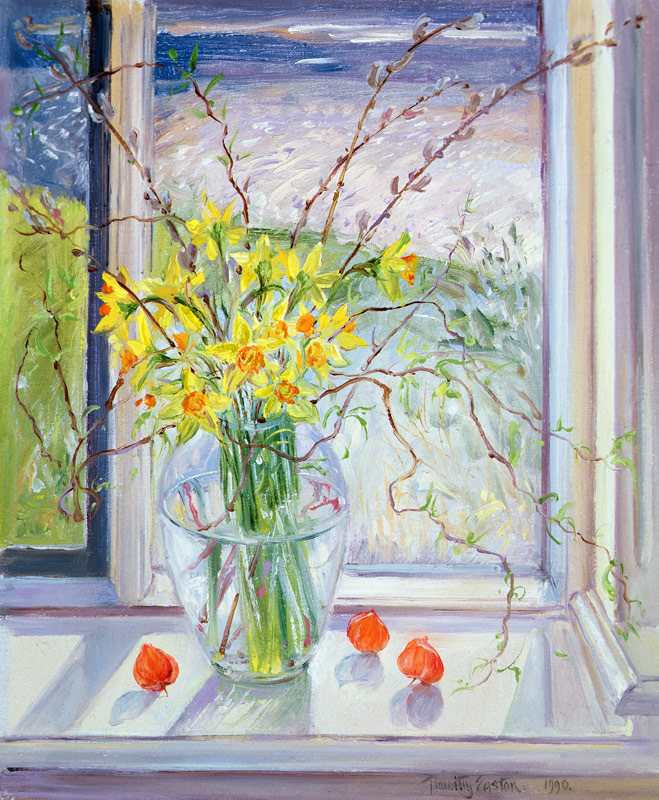 Willow Branches with Narcissus, 1990 od Timothy  Easton