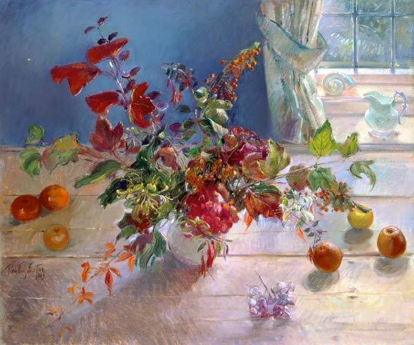 Honeysuckle and Berries, 1993 (oil on canvas)  od Timothy  Easton