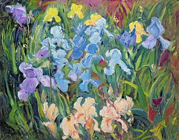 Irises: Pink, Blue and Gold, 1993  od Timothy  Easton