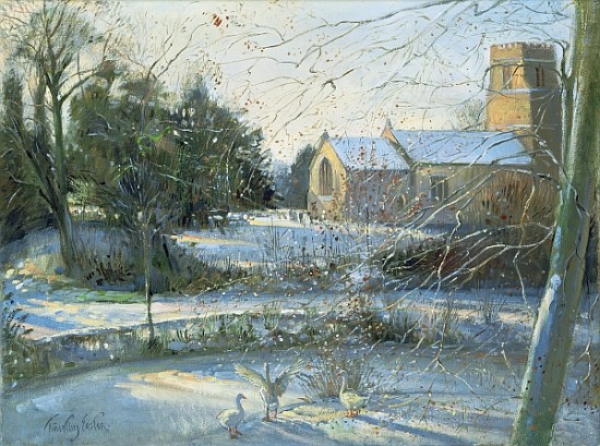 The Frozen Moat, Bedfield (oil on canvas)  od Timothy  Easton