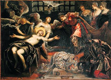 Saint Catherine of Alexandria receives a visit from the empress while in prison od Tintoretto (eigentl. Jacopo Robusti)