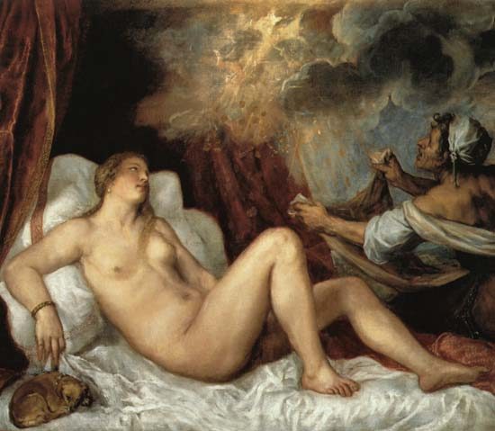 Danae Receiving the Shower of Gold od Tizian (ve skutečnosti Tiziano Vercellio)