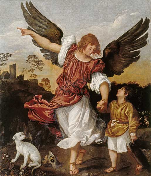 Tobias and the Angel od Tizian (ve skutečnosti Tiziano Vercellio)