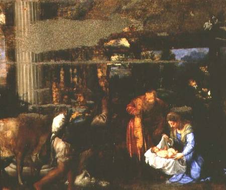 The Adoration of the Shepherds od Tizian (ve skutečnosti Tiziano Vercellio)