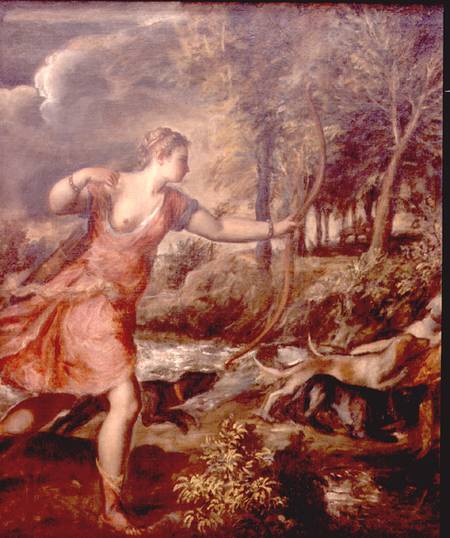 The Death of Actaeon, detail of Diana od Tizian (ve skutečnosti Tiziano Vercellio)