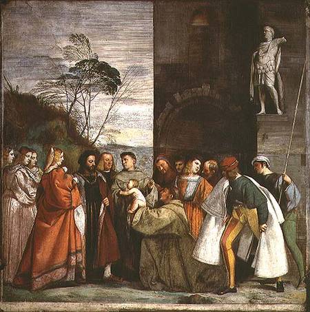 The Miracle of the Speech of the Newborn Child od Tizian (ve skutečnosti Tiziano Vercellio)