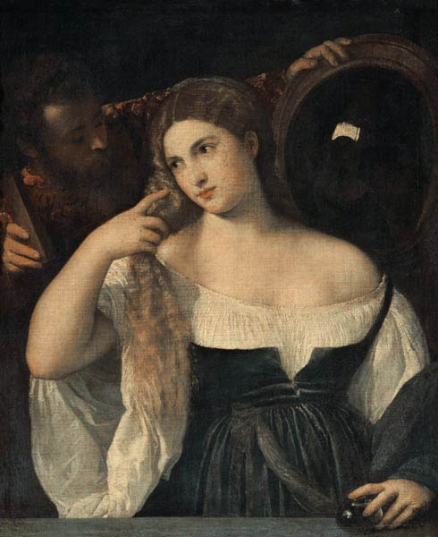 Portrait of a Woman at her Toilet od Tizian (ve skutečnosti Tiziano Vercellio)